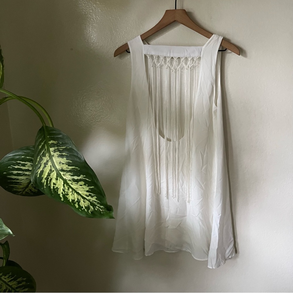 Lulus | Feeling Fierce Ivory Fringe Shift Dress - Picture 4 of 7